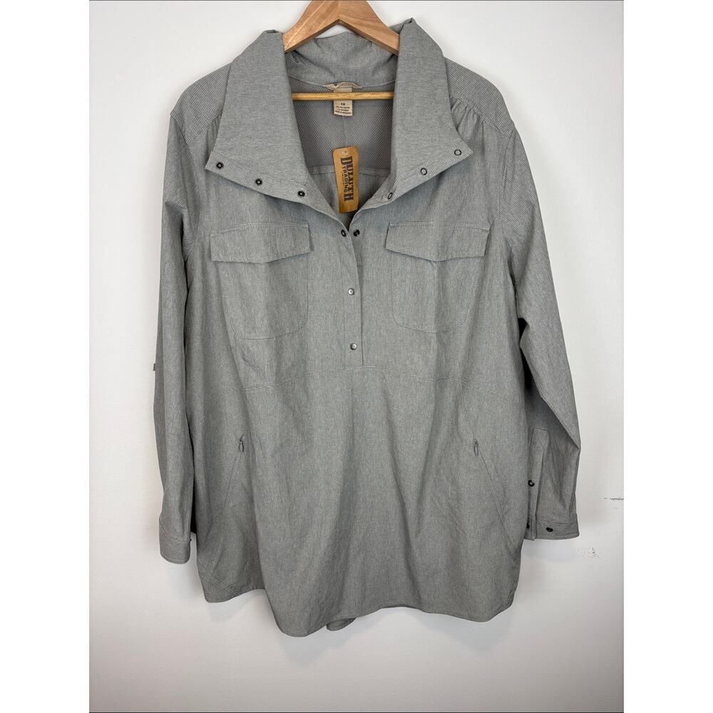 NWT Duluth Womens 1X Utility Shirt Jacket Gray Snap Hiking Outdoor Lightweight - Picture 2 of 6